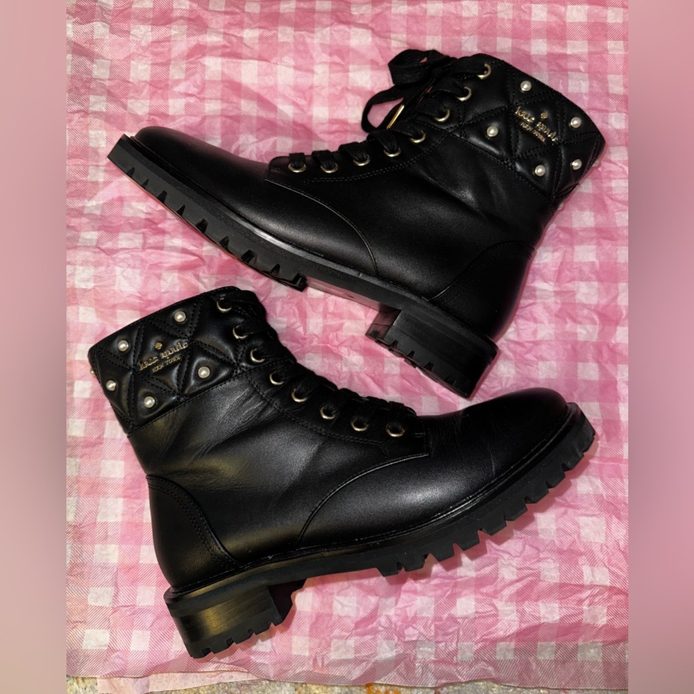 Kate Spade Black Combat Boots